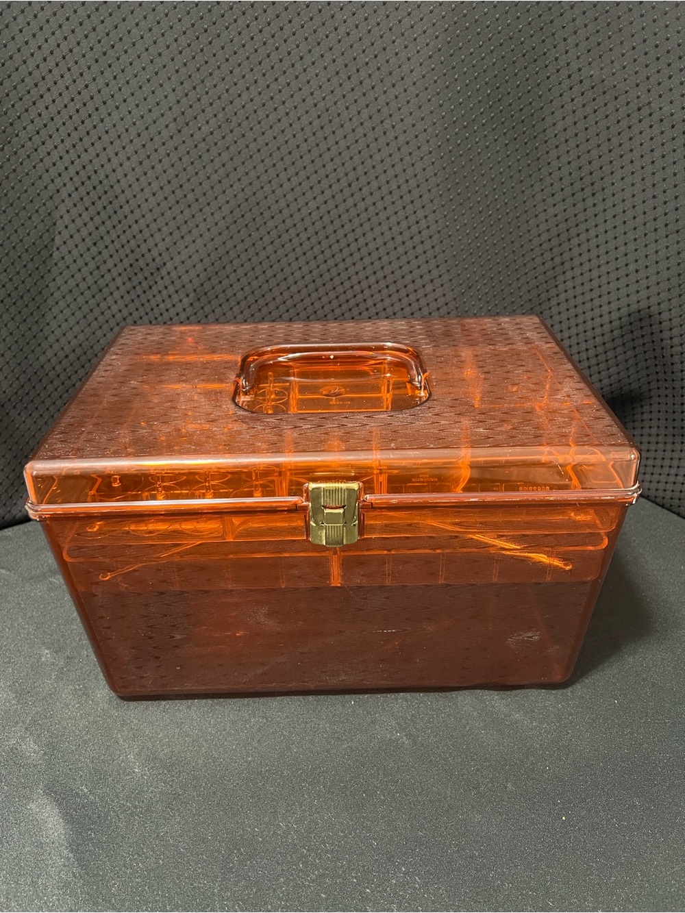 Vintage Amber Wil Hold Sewing Box MCM